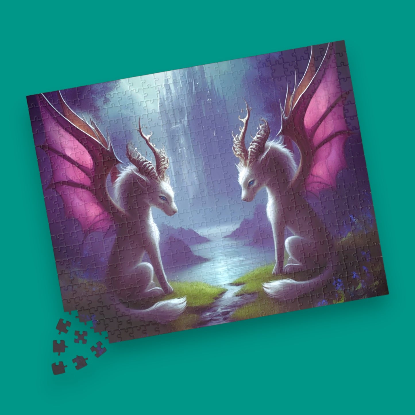 Enchanting Dragon Puzzle Pieces-Fantasy Art